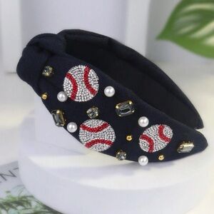 Sparkle & Swing: The Ultimate Baseball Rhinestone  Black Headband! NWOT